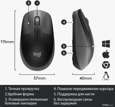 Мышь Logitech M190 (черный/темно-серый) 