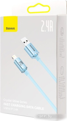 Кабель Baseus Crystal Shine USB Type-A - Lightning (1.2 м, голубой) 