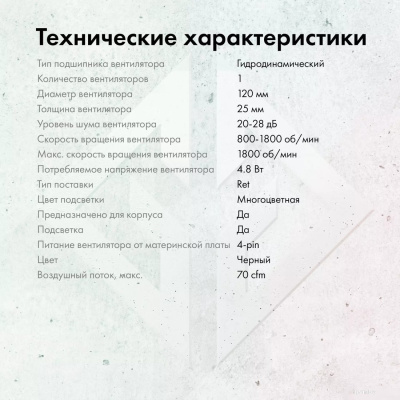 Вентилятор для корпуса GMNG GG-CF120FRGB1-PWMBK 