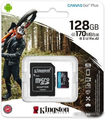 Карта памяти Kingston Canvas Go! Plus microSDXC 128GB (с адаптером) 