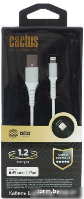 Кабель CACTUS USB Type-A - Lightning CS-LG.USB.A-1.2 (1.2 м, белый) 