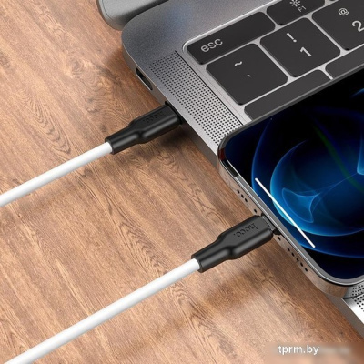 Кабель Hoco X21 Plus Silicone USB Type-C - Lightning (1 м, черный/белый) 