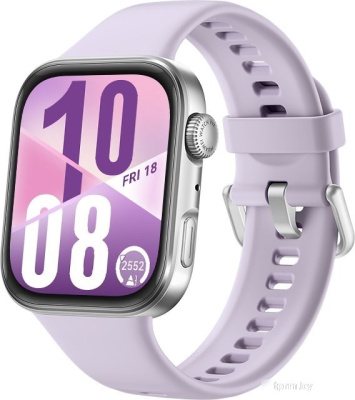 Умные часы Huawei Watch FIT 4 (серебристый, с сиреневым силиконовым ремешком, международная версия) 