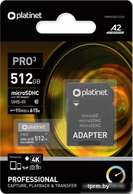 Platinet Pro 3 microSDXC PMMSDX512UIII 512GB + адаптер 