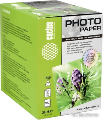 CACTUS Глянцевая A6 230 г/кв.м. 500 листов (CS-GA6230500) 