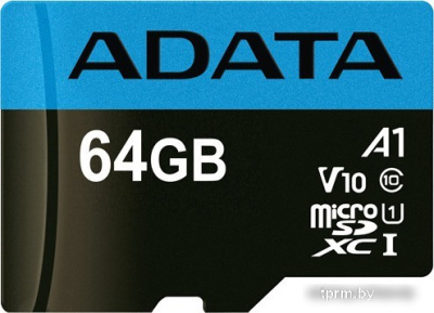 Карта памяти ADATA Premier AUSDX64GUICL10A1-RA1 microSDXC 64GB (с адаптером) 