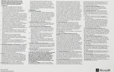 Операционная система Microsoft Windows 11 Pro 64-bit OEI DVD FQC-10528 (1 ПК, английская версия, бессрочная лицензия, для корпоративного использования) 