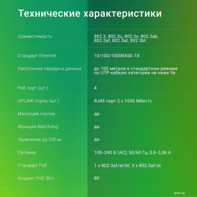 Неуправляемый коммутатор Digma DSP204G-2G-T80 