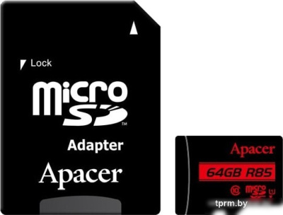 Карта памяти Apacer microSDXC AP64GMCSX10U5-R 64GB (с адаптером) 