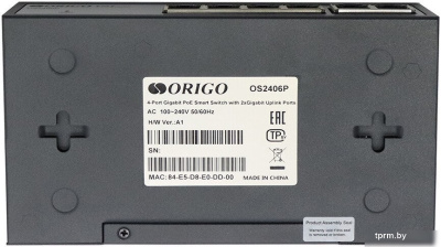 Коммутатор ORIGO OS2406P/60W Настраиваемый L2 PoE-коммутатор 4x1000Base-T PoE+, 2x1000Base-T, PoE-бюджет 60 Вт OS2406P/60W/A1A 