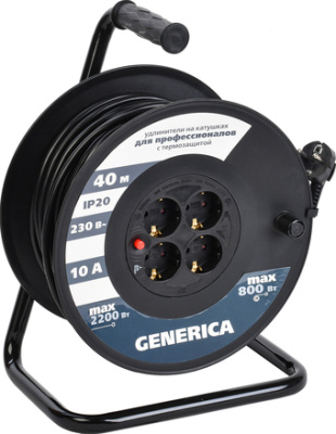 Удлинитель Generica УК40 WKP10-10-04-40-G (40 м, черный) 