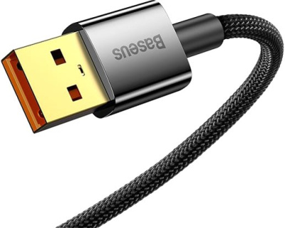 Кабель Baseus Explorer Series Auto Power-Off Fast Charging USB Type-A -USB Type-C (1 м, черный) 