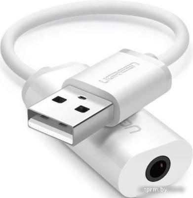 Адаптер Ugreen US206 30712 USB Type-A - 3.5 мм (0.15 м, белый) 