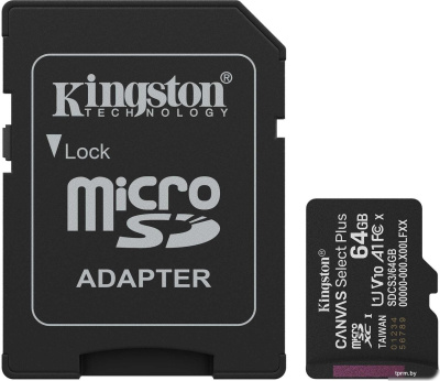 Kingston Canvas Select Plus microSDXC 64GB SDCS3/64GB (с адаптером) 