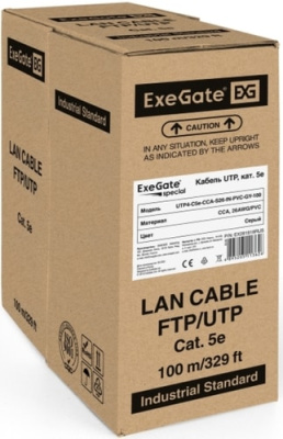 Кабель ExeGate Special UTP4-C5e-CCA-S26-IN-PVC-GY-100 UTP