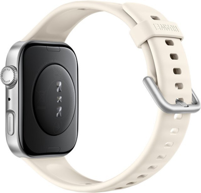 Умные часы Huawei Watch FIT 4 (серебристый, с бежевым силиконовым ремешком, международная версия) 