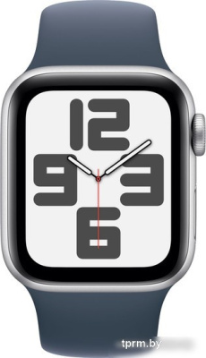 Умные часы Apple Watch SE 2 40 мм (алюминиевый корпус, серебристый/грозовой синий, спортивный силиконовый ремешок S/M) 