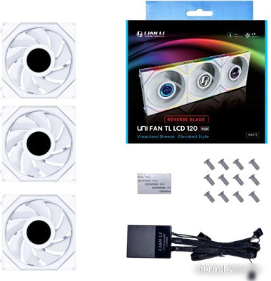 Набор вентиляторов Lian Li Uni Fan TL LCD 120 Reverse Triple Pack G99.12TLLCD3W.R0