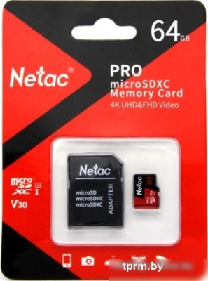 Карта памяти Netac P500 Extreme Pro 64GB NT02P500PRO-064G-R + адаптер 