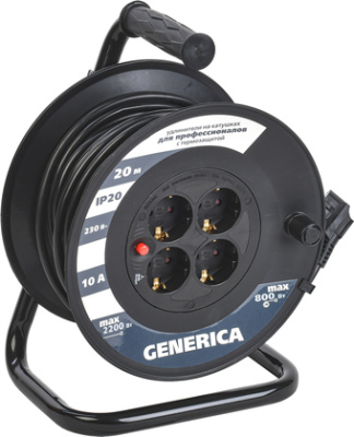 Удлинитель Generica УК20 WKP10-10-04-20-G (20 м, черный) 