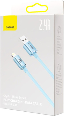 Кабель Baseus Crystal Shine USB Type-A - Lightning (2 м, голубой) 