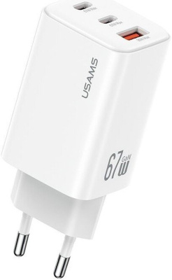 Сетевое зарядное Usams CC265 67W GaN (белый)