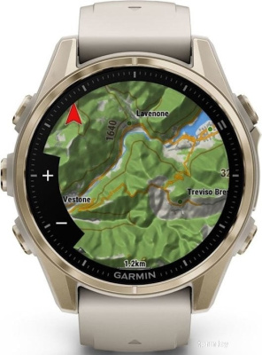 Умные часы Garmin Fenix 8 Sapphire 43мм (золотистый, дымчато-серый ремешок) 