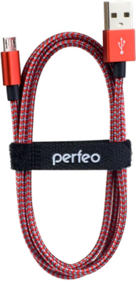 Кабель Perfeo USB Type-A - microUSB U4804 (3 м, красно-белый)