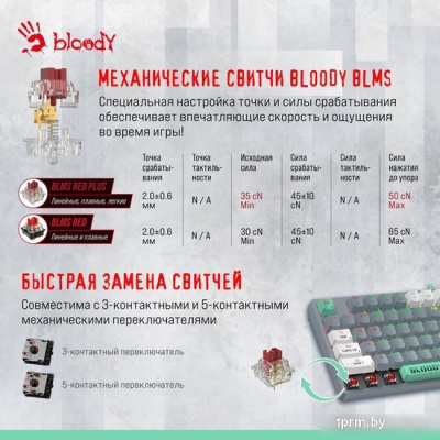 Клавиатура A4Tech Bloody S87 Energy Ash (Bloody BLMS Red Plus) 