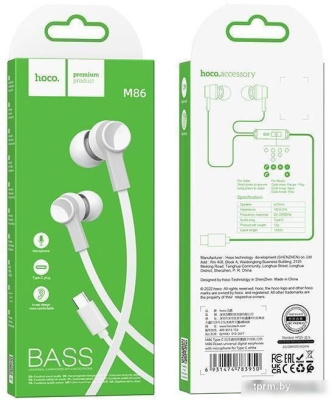 Наушники Hoco M86 USB Type-C (белый) 