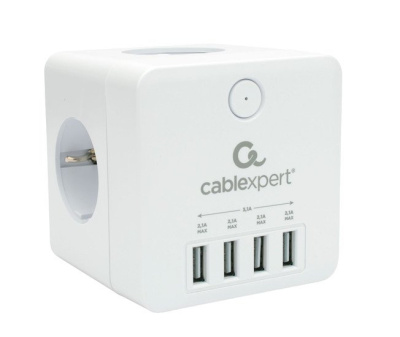 Сетевой фильтр Cablexpert CUBE-4-U4-W 
