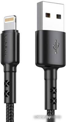 Кабель Vipfan X02 USB Type-A - Lightning (1.2 м, черный) 