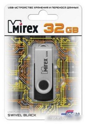 USB Flash Mirex Swivel Black 32GB [13600-FMURUS32] 