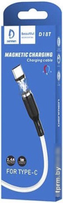 Кабель Denmen D18T USB Type-A - USB Type-C (1 м, белый) 