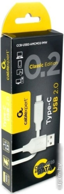 Кабель Cablexpert USB Type-A - USB Type-C CCB-USB2-AMCMO2-1MW (1 м, белый) 