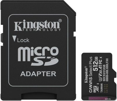 Kingston Canvas Select Plus microSDXC 512GB SDCS3/512GB (с адаптером) 