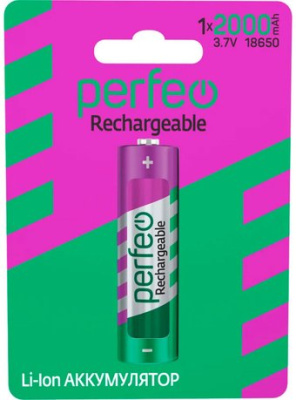 Аккумулятор Perfeo 18650 2000mAh/1BL 3.7V (защита)