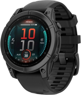 Garmin Fenix E 47мм (серая сталь, черный силиконовый ремешок) 