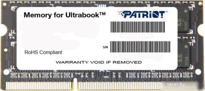 Оперативная память Patriot Memory for Ultrabook 4GB DDR3 SO-DIMM PC3-12800 (PSD34G1600L2S) 