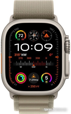 Умные часы Apple Watch Ultra 2 LTE 49 мм (титановый корпус, титановый/оливковый, текстильный ремешок размера M) 