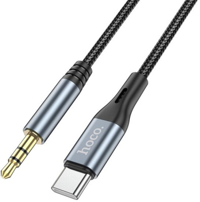 Кабель Hoco DUP03 USB Type-C - 3.5 Jack (1 м, металлик) 