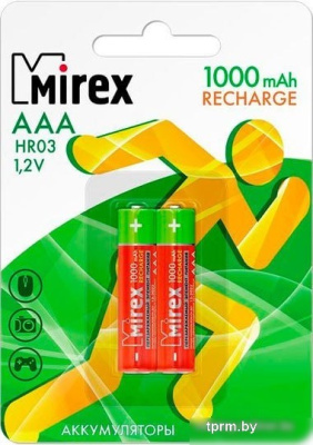Аккумуляторы Mirex AAA 1000mAh 2 шт HR03-10-E2 