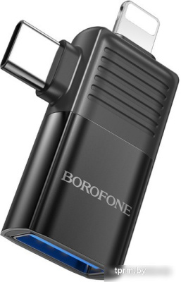 Адаптер Borofone BV18 Lightning - USB Type-C - USB Type-A (черный) 