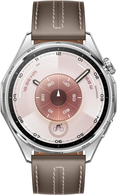 Умные часы Huawei Watch GT 6 46 мм (серебристый, с коричневым кожаным ремешком, международная версия) 