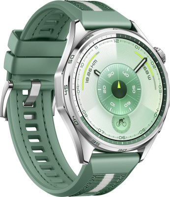 Huawei Watch GT 6 46 мм (серебристый, с зеленым плетеным ремешком, международная версия) 