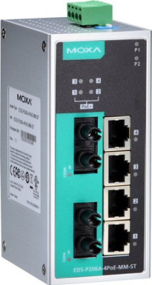 Неуправляемый коммутатор Moxa EDS-P206A-4PoE-MM-SC-T