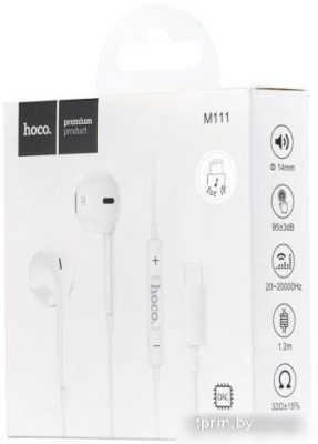 Наушники Hoco M111 Lightning (белый) 