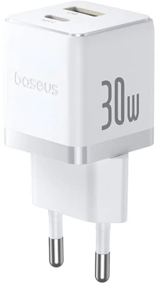 Сетевое зарядное Baseus Palm Fast Charger C+U 30W EU P1011160A213-01 (белый) 