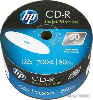 CD-R диск HP 700Mb HP 52x Printable полная заливка bulk 50 шт. 69301 