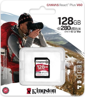 Карта памяти Kingston Canvas React Plus V60 SDXC 128GB 